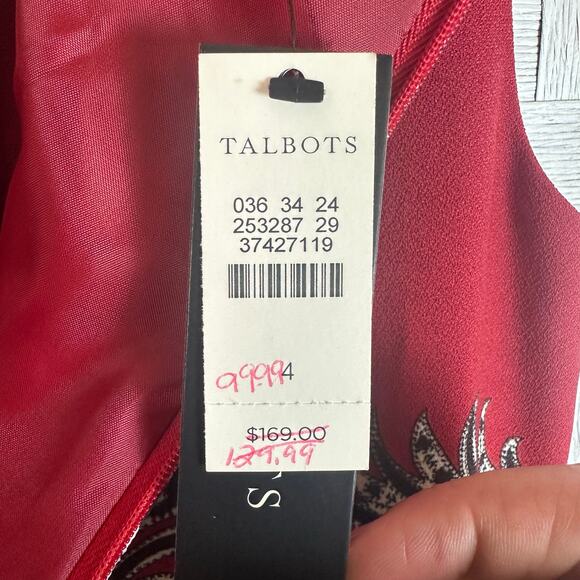 Talbots Womens Dress bodycon pencil paisley sleeveless academia feminine - Picture 6 of 11
